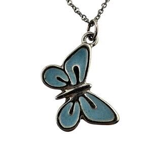 Blue Enamel Butterfly Charm Gloria Duchin For The Smithsonian 2011 18” Necklace